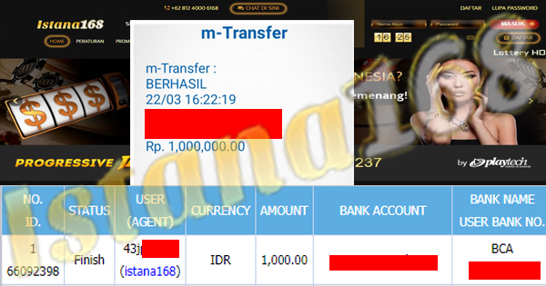 BUKTI KEMENANGAN WD MEMBER IDR 1.000.000