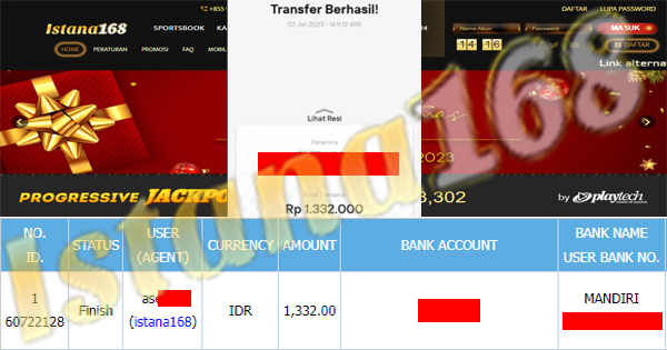 BUKTI KEMENANGAN WD MEMBER IDR 1.332.000