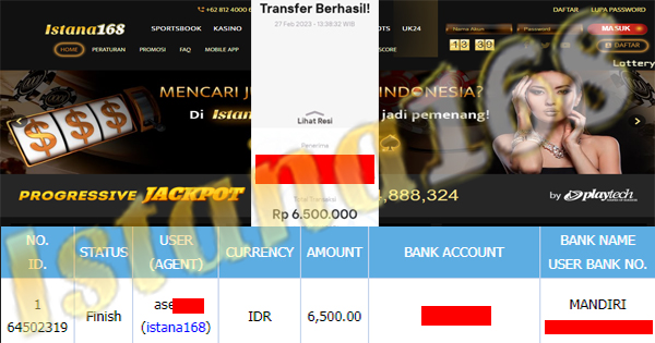 BUKTI KEMENANGAN WD MEMBER IDR 6.500.000