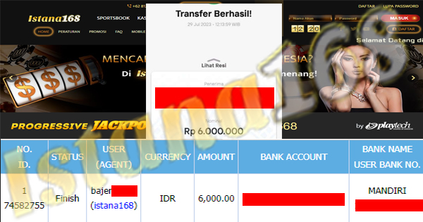 BUKTI KEMENANGAN WD MEMBER IDR 6.000.000