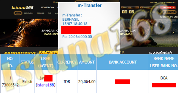 BUKTI KEMENANGAN WD MEMBER IDR 20.064.000