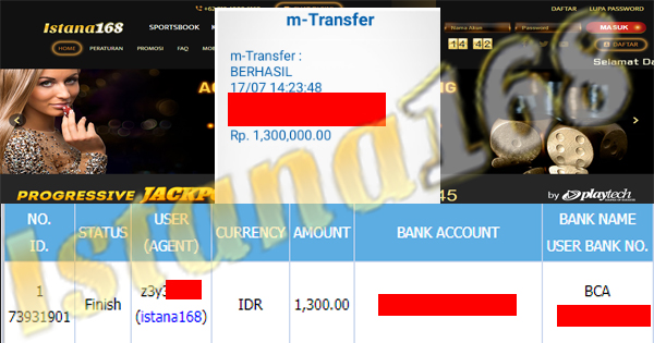 BUKTI KEMENANGAN WD MEMBER IDR 1.300.000