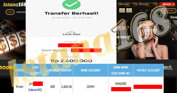 BUKTI KEMENANGAN WD MEMBER IDR 2.600.000