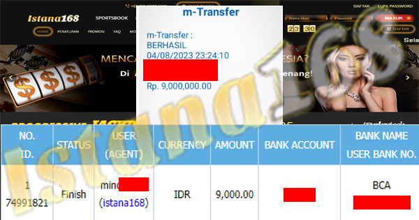 BUKTI KEMENANGAN WD MEMBER IDR 9.0000.000