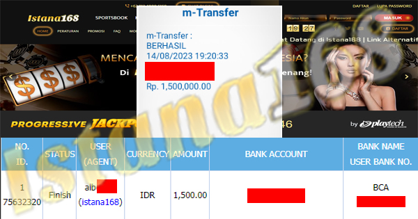 BUKTI KEMENANGAN WD MEMBER IDR 1.500.000