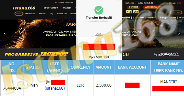 BUKTI KEMENANGAN WD MEMBER IDR 2.500.000