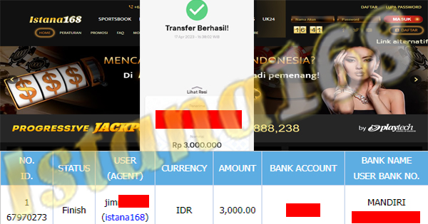 BUKTI KEMENANGAN WD MEMBER IDR 3.000.000