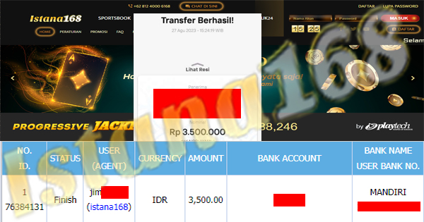 BUKTI KEMENANGAN WD MEMBER IDR 3.500.000