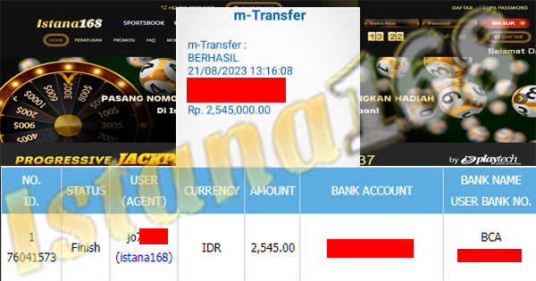 BUKTI KEMENANGAN WD MEMBER IDR 2.545.000