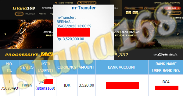 BUKTI KEMENANGAN WD MEMBER IDR 3.520.000