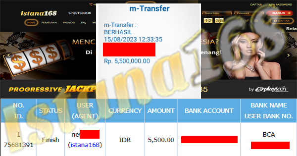 BUKTI KEMENANGAN WD MEMBER IDR 5.500.000