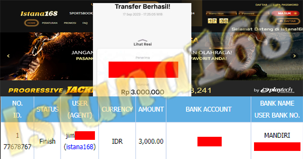 BUKTI KEMENANGAN WD MEMBER IDR 3.000.000