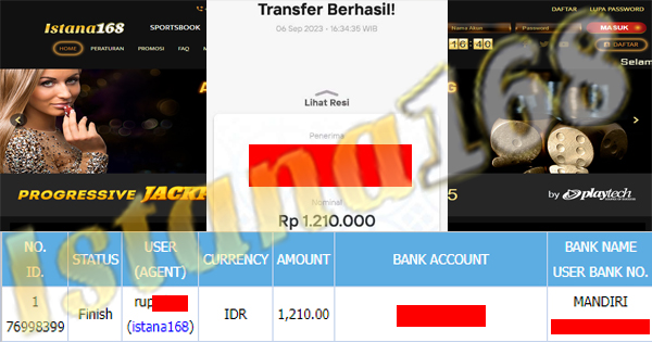 BUKTI KEMENANGAN WD MEMBER IDR 1.210.000