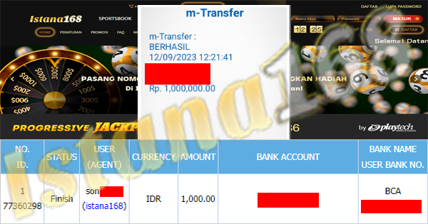 BUKTI KEMENANGAN WD MEMBER IDR 1.000.000