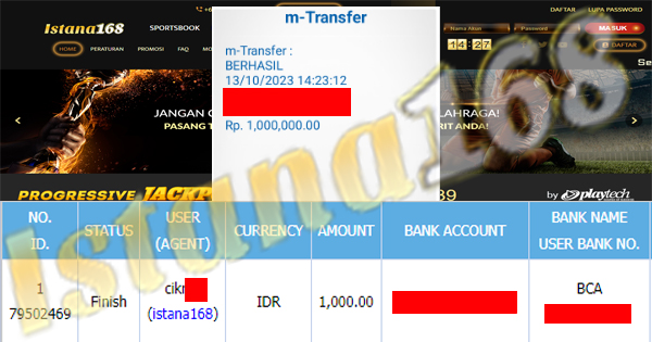 BUKTI KEMENANGAN WD MEMBER IDR 1.000.000