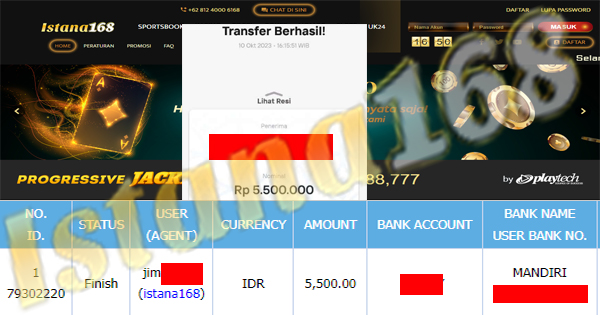 BUKTI KEMENANGAN WD MEMBER IDR 5.500.000