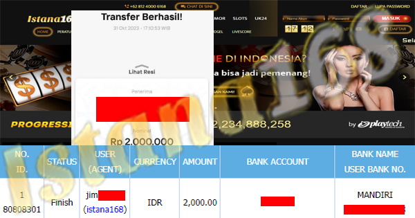 BUKTI KEMENANGAN WD MEMBER IDR 2.000.000