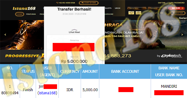 BUKTI KEMENANGAN WD MEMBER IDR 5.000.000