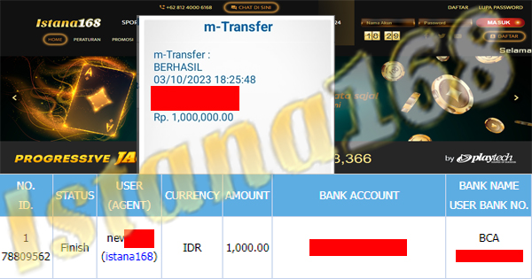 BUKTI KEMENANGAN WD MEMBER IDR 1.000.000