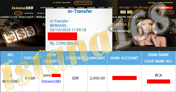 BUKTI KEMENANGAN WD MEMBER IDR 2.000.000