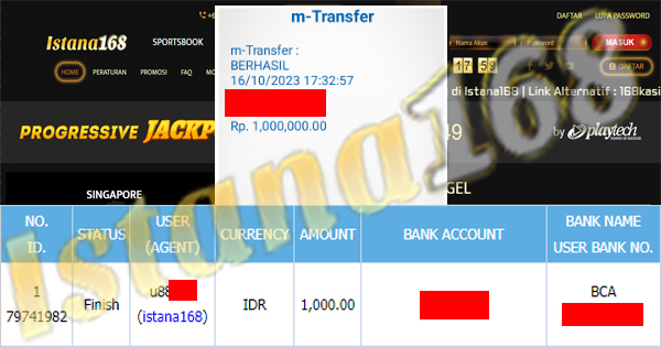 BUKTI KEMENANGAN WD MEMBER IDR 1.000.000