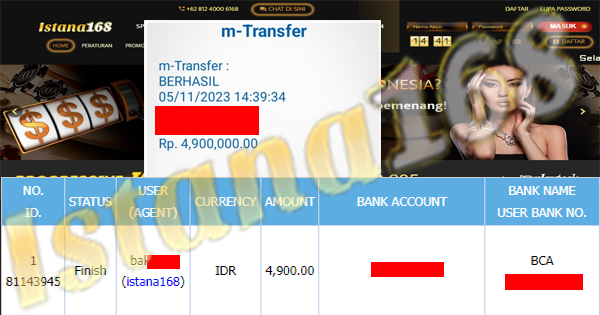 BUKTI KEMENANGAN WD MEMBER IDR 4.000.000