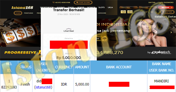 BUKTI KEMENANGAN WD MEMBER IDR 5.000.000