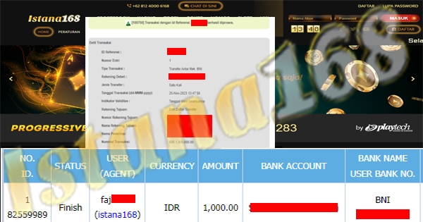 BUKTI KEMENANGAN WD MEMBER IDR 1.000.000