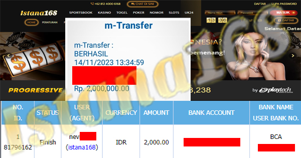 BUKTI KEMENANGAN WD MEMBER IDR 2.000.000