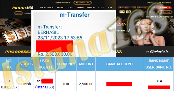 BUKTI KEMENANGAN WD MEMBER IDR 2.500.000