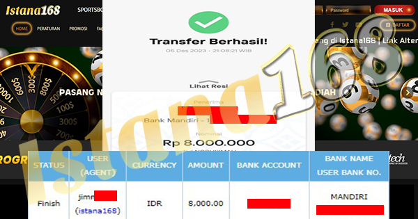 BUKTI KEMENANGAN WD MEMBER IDR 8.000.000