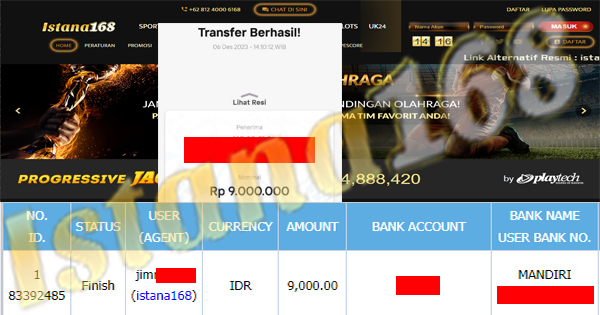 BUKTI KEMENANGAN WD MEMBER IDR 9.000.000