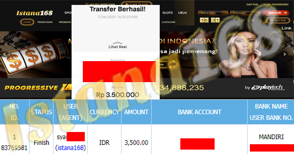 BUKTI KEMENANGAN WD MEMBER IDR 3.500.000