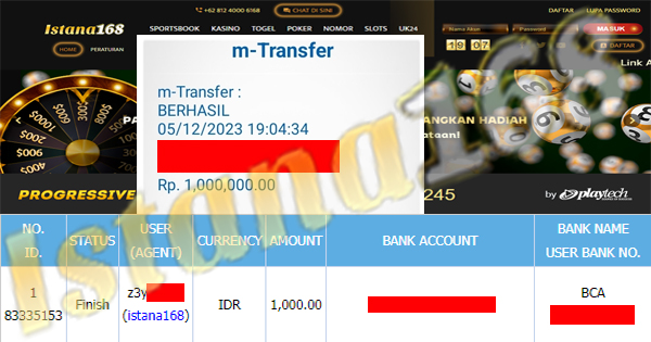 BUKTI KEMENANGAN WD MEMBER IDR 1.000.000