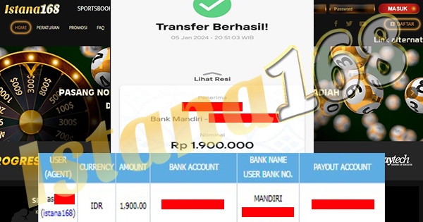 BUKTI KEMENANGAN WD MEMBER IDR 1.900.000