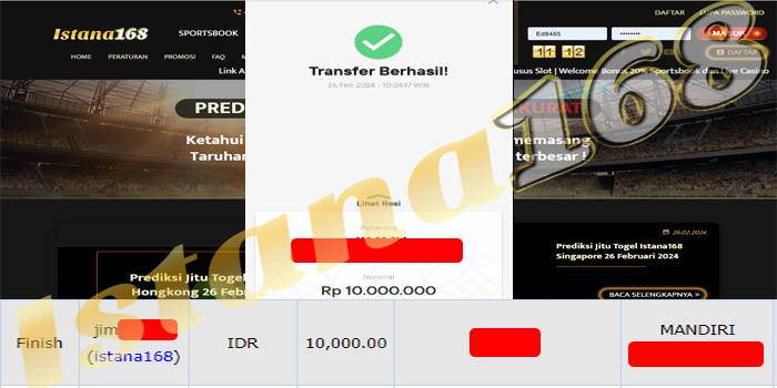 BUKTI KEMENANGAN WD MEMBER IDR 10.000.000