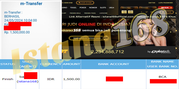 BUKTI KEMENANGAN WD MEMBER IDR 1.500.000