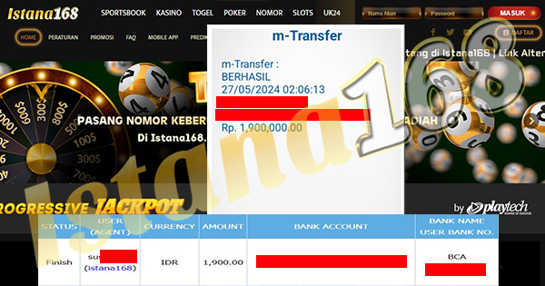 BUKTI KEMENANGAN WD MEMBER IDR 1.900.000