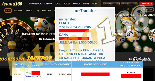 BUKTI KEMENANGAN WD MEMBER IDR 2.500.000