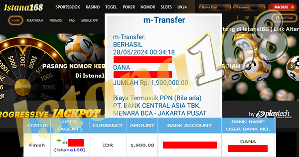 BUKTI KEMENANGAN WD MEMBER IDR 1.900.000