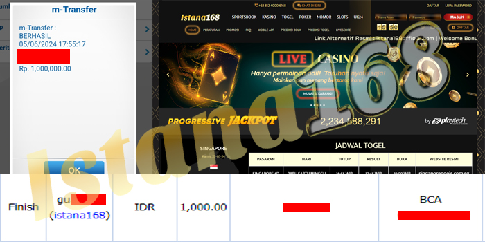 BUKTI KEMENANGAN WD MEMBER IDR 1.000.000