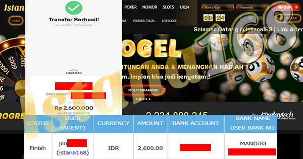 BUKTI KEMENANGAN WD MEMBER IDR 2.600.000